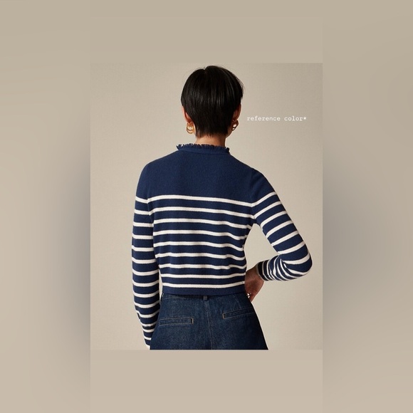 J. Crew Cashmere fringe-trim sweater lady jacket, Size XXS - Picture 3 of 16